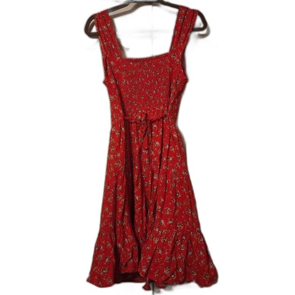 Red Floral Mini Dress — Playful, Chic & Flattering with Tie Back - Picture 2 of 4